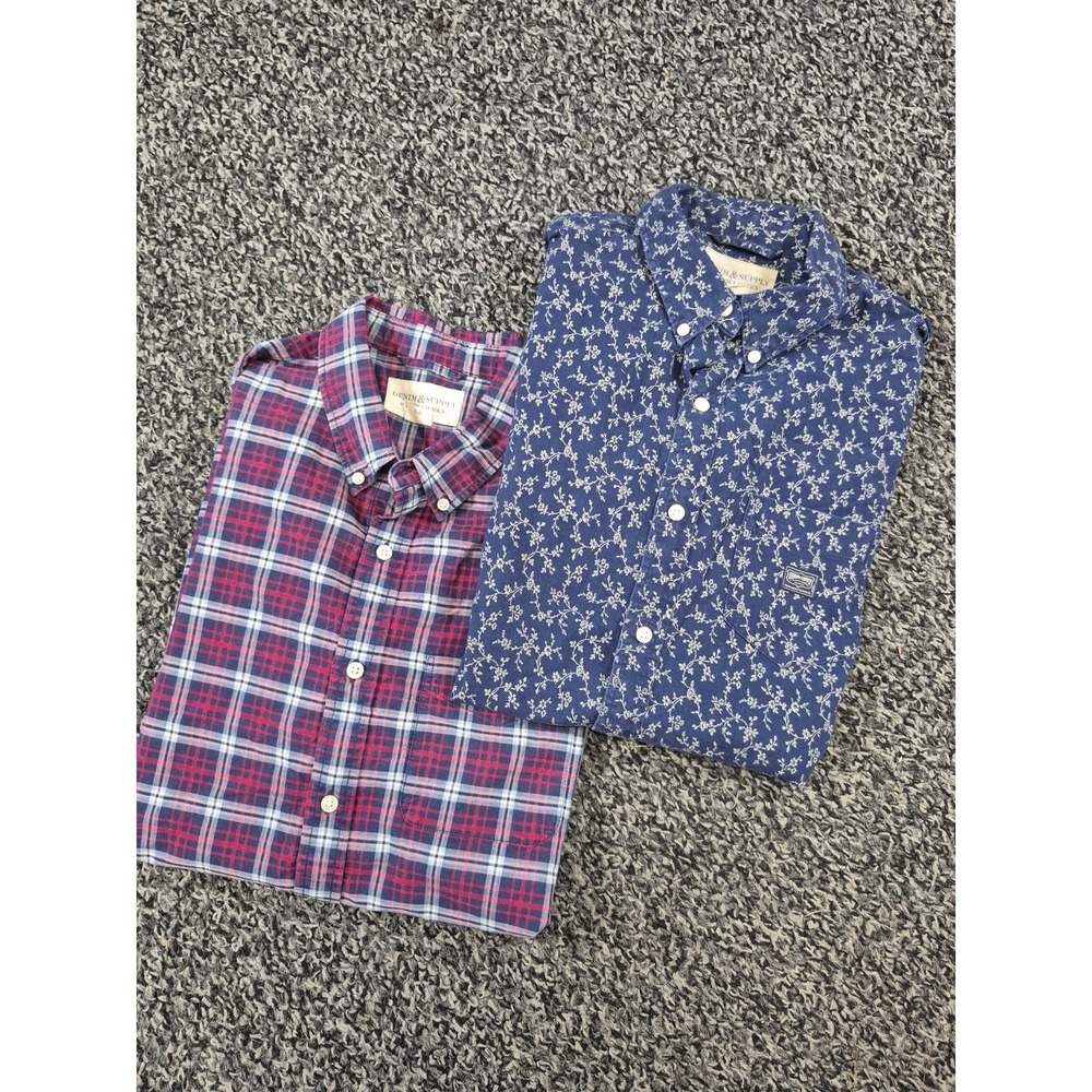 Lot of 2 Denim‎ & Supply Ralph Lauren Mens Large Floral Short Sleeve Regular Fit